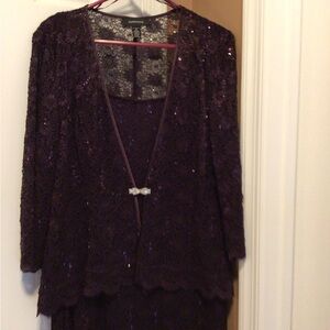 R&M Richards Deep Purple Lace 2 pc Gown
